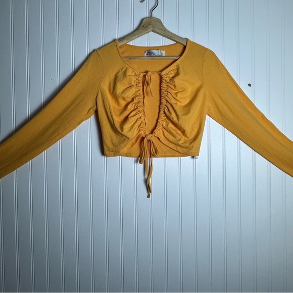 Tops - FP FREE PEOPLE BEACH 100% Cotton Top Tie Front  Long  Sleeve Orange Sherbet Zs S